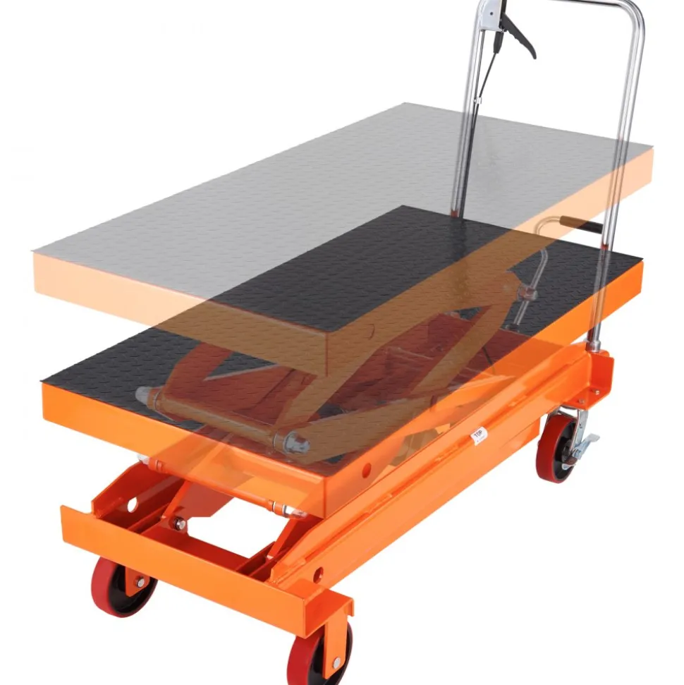 VEVOR Hydraulic Lift Table Cart, 1760lbs Capacity 59" Lifting Height, Manual Double Scissor Lift Table with 4 Wheels and Non-slip Pad, Hydraulic Scissor Cart for Material Handling and Transportation