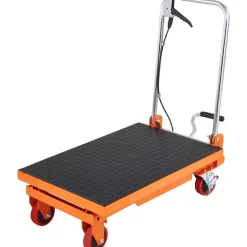 VEVOR Hydraulic Lift Table Cart, 330lbs Capacity 28.5" Lifting Height, Manual Single Scissor Lift Table with 4 Wheels and Non-slip Pad, Hydraulic Scissor Cart for Material Handling and Transportation