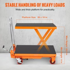 VEVOR Hydraulic Lift Table Cart, 330lbs Capacity 28.5