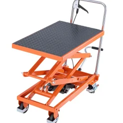 VEVOR Hydraulic Lift Table, 500 lbs Capacity, 47.2" Lifting Height, Double Scissor Lift Table Cart with 4 Wheels and Non-slip Pad, Manual Hydraulic Lifting Cart for Material Handling & Transportation