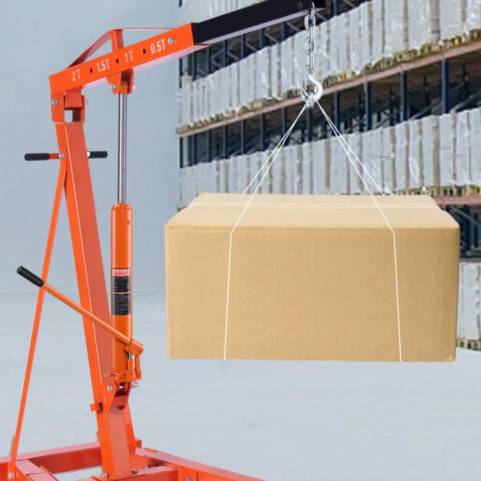 VEVOR Hydraulic Long Ram Jack, 3 Ton Engine Hoist Cylinder with Single Piston Pump And Clevis Base, Hydraulic Ram Cylinder for Engine Lift Hoists, Hydraulic Garage/Shop Cranes, Mechanical, Farm