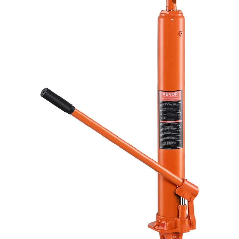 VEVOR Hydraulic Long Ram Jack, 3 Ton Engine Hoist Cylinder with Single Piston Pump And Clevis Base, Hydraulic Ram Cylinder for Engine Lift Hoists, Hydraulic Garage/Shop Cranes, Mechanical, Farm