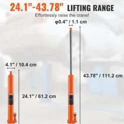 VEVOR Hydraulic Long Ram Jack, 4 Ton Engine Hoist Cylinder with Single Piston Pump And Flat Base, Hydraulic Ram Cylinder for Engine Lift Hoists, Hydraulic Garage/Shop Cranes, Mechanical, Farm