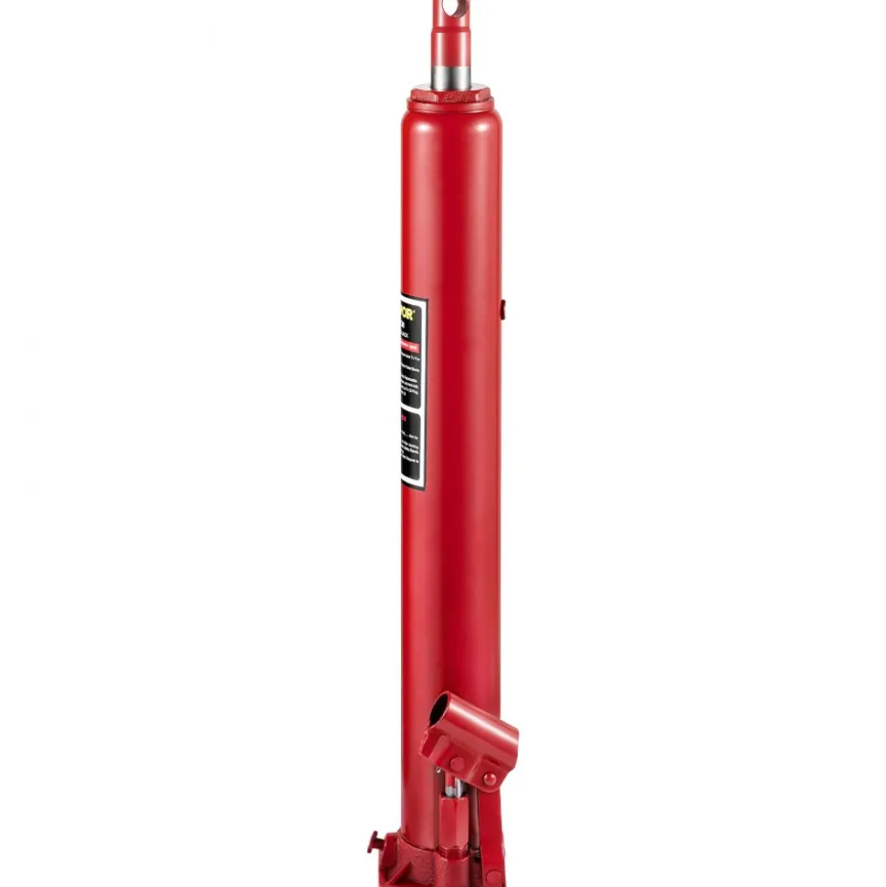 VEVOR Hydraulic Long Ram Jack, 4 Tons/8818 lbs Capacity, with Single Piston Pump and Flat Base, Manual Cherry Picker with Handle, for Garage/Shop Cranes, Engine Lift Hoist, Red
