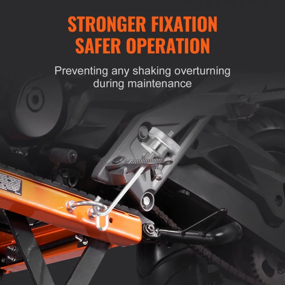 VEVOR Hydraulic Motorcycle Lift Table, 350 LBS Capacity Motorcycle Scissor Jack Lift with Wide Deck, J-hooks, 4 Wheels, Hydraulic Foot-Operated Jack Stand for ATV Dirt Bikes