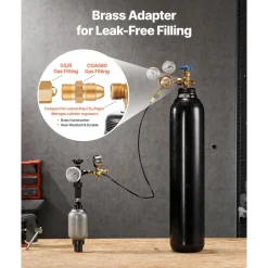 VEVOR Hydraulic Nitrogen Accumulator Charging Kit, 0-1420 PSI Nitrogen Fill Kit, Pressure Test System with 1 Pressure Gauge, 1 Gas Hose, 1 Valve Body and 1 CGA580 Adapter for Construction Machinery