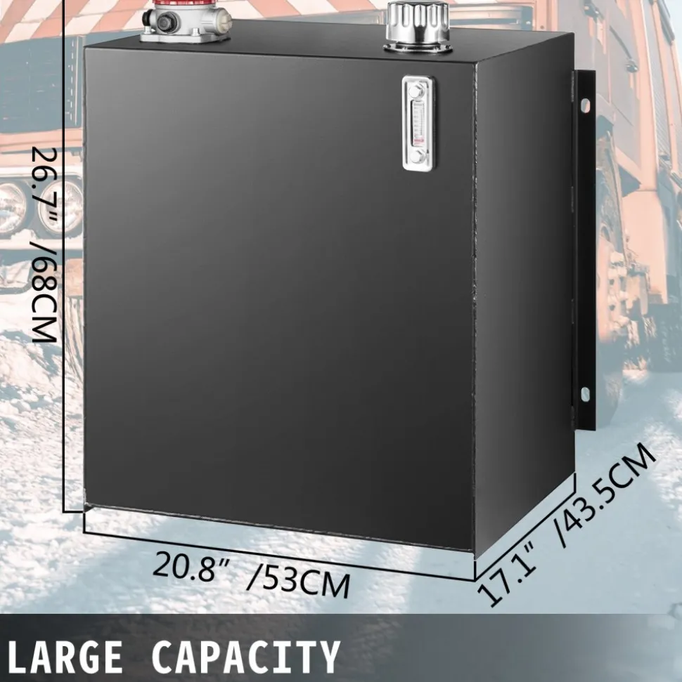 VEVOR Hydraulic Oil Tanks 25Gal Fuel Tank Heavy Duty Hydraulic Steel Tank Reservoir, Gasoline Transfer Tanks, Hydraulic Reservoir with Strainer Temp Gauge Filter Breather Cap for Tractors & Trucks