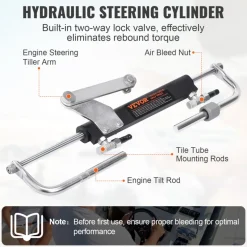 VEVOR Hydraulic Outboard Steering Kit, 90HP, Marine Boat Hydraulic Steering System, with Helm Pump Two-Way Lock Cylinder and 24 Feet Hydraulic Steering Hose, for Single Station Single-Engine Boats