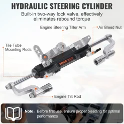 VEVOR Hydraulic Outboard Steering Pump, 1.4 Cubic Inches, 150HP Front Mount Hydraulic Helm Pump with Two-Way Lock Cylinder Stainless Steel ORB Fittings, for Single Station Single-Engine Boats