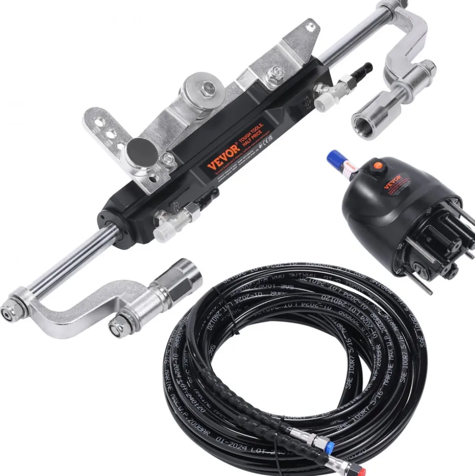 VEVOR Hydraulic Outboard Steering Pump, 1.4 Cubic Inches, 150HP Front Mount Hydraulic Helm Pump with Two-Way Lock Cylinder Stainless Steel ORB Fittings, for Single Station Single-Engine Boats
