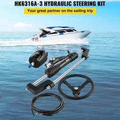 VEVOR Hydraulic Outboard Steering Kit 300HP, Hydraulic Steering Kit Helm Pump, Hydraulic Boat Steering Kit with 16 Feet Hydraulic Steering Hose for Boat Steering System