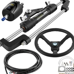 VEVOR Hydraulic Outboard Steering Kit 300HP, Hydraulic Steering Kit Helm Pump, Hydraulic Boat Steering Kit with 16 Feet Hydraulic Steering Hose for Boat Steering System