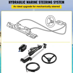 VEVOR Hydraulic Outboard Steering Kit 300HP, Hydraulic Steering Kit Helm Pump, Hydraulic Boat Steering Kit with 16 Feet Hydraulic Steering Hose for Boat Steering System