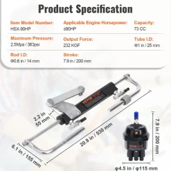 VEVOR Hydraulic Outboard Steering Kit, 90HP, Marine Boat Hydraulic Steering System, with Helm Pump Two-Way Lock Cylinder and 20 Feet Hydraulic Steering Hose, for Single Station Single-Engine Boats