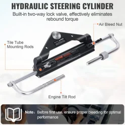 VEVOR Hydraulic Outboard Steering Kit, 150HP, Marine Boat Hydraulic Steering System, with Helm Pump Two-Way Lock Cylinder and 26 Feet Hydraulic Steering Hose, for Single Station Single-Engine Boats