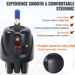 VEVOR Hydraulic Outboard Steering Kit, 150HP, Marine Boat Hydraulic Steering System, with Helm Pump Two-Way Lock Cylinder and 26 Feet Hydraulic Steering Hose, for Single Station Single-Engine Boats