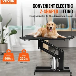 VEVOR 43" Hydraulic Pet Grooming Table, Heavy Duty Dog Grooming Arm for Medium/ Small Dogs, Height Adjustable Dog Grooming Station, Anti Slip Tabletop /Dog Grooming Station, Max Bearing 400LBS
