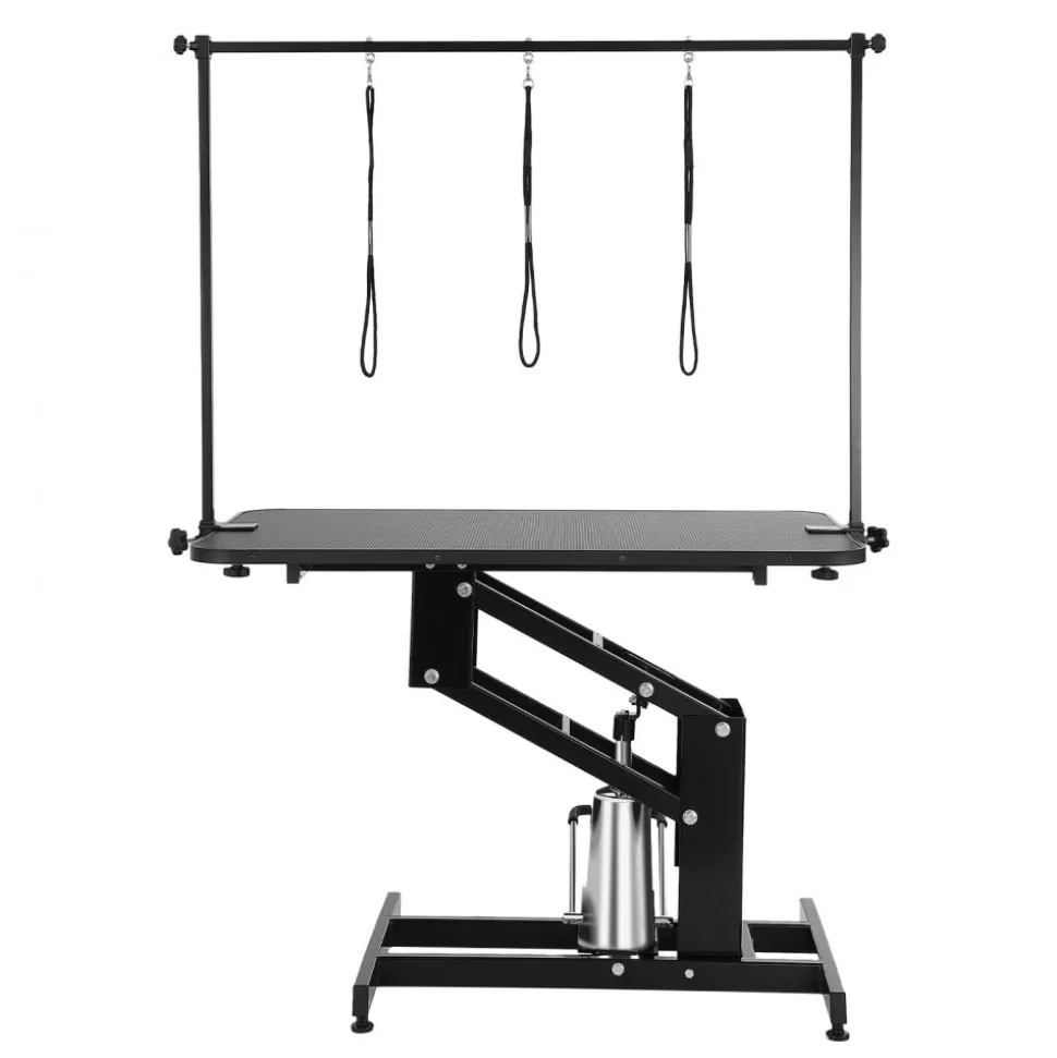 VEVOR 43" Hydraulic Pet Grooming Table, Heavy Duty Dog Grooming Arm for Medium/ Small Dogs, Height Adjustable Dog Grooming Station, Anti Slip Tabletop /Dog Grooming Station, Max Bearing 400LBS