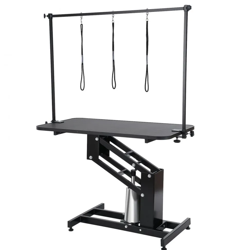VEVOR 43" Hydraulic Pet Grooming Table, Heavy Duty Dog Grooming Arm for Medium/ Small Dogs, Height Adjustable Dog Grooming Station, Anti Slip Tabletop /Dog Grooming Station, Max Bearing 400LBS