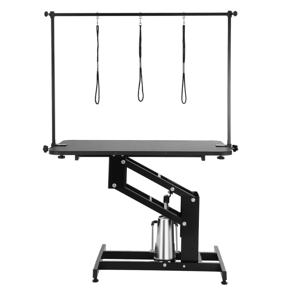 VEVOR 43" Hydraulic Pet Grooming Table, Heavy Duty Dog Grooming Arm for Medium/ Small Dogs, Height Adjustable Dog Grooming Station, Anti Slip Tabletop /Dog Grooming Station, Max Bearing 400LBS
