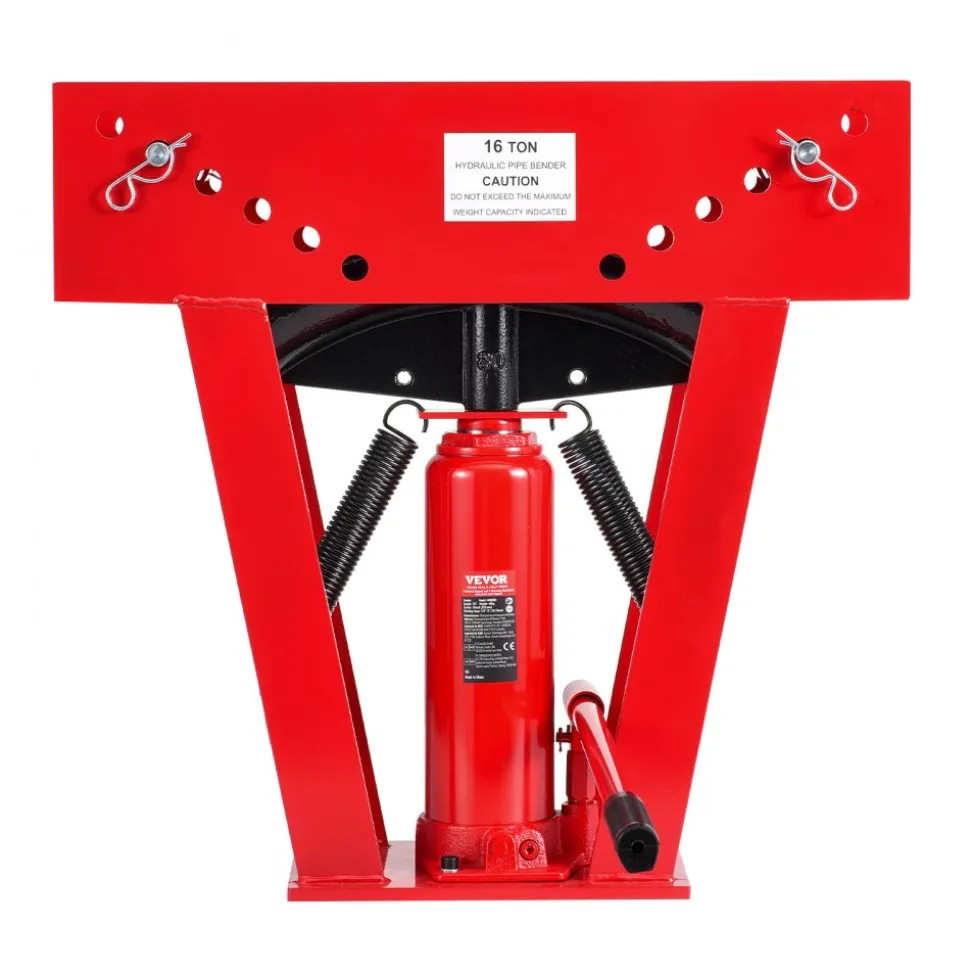VEVOR Hydraulic Pipe Bender, 16 Ton Manual Copper Exhaust Pipe Bending Machine with 8 Dies (1/2" - 3") and 90 - 180° Adjustable Rollers, Heavy-Duty Pipe Tube Bender for Piping Railing Construction