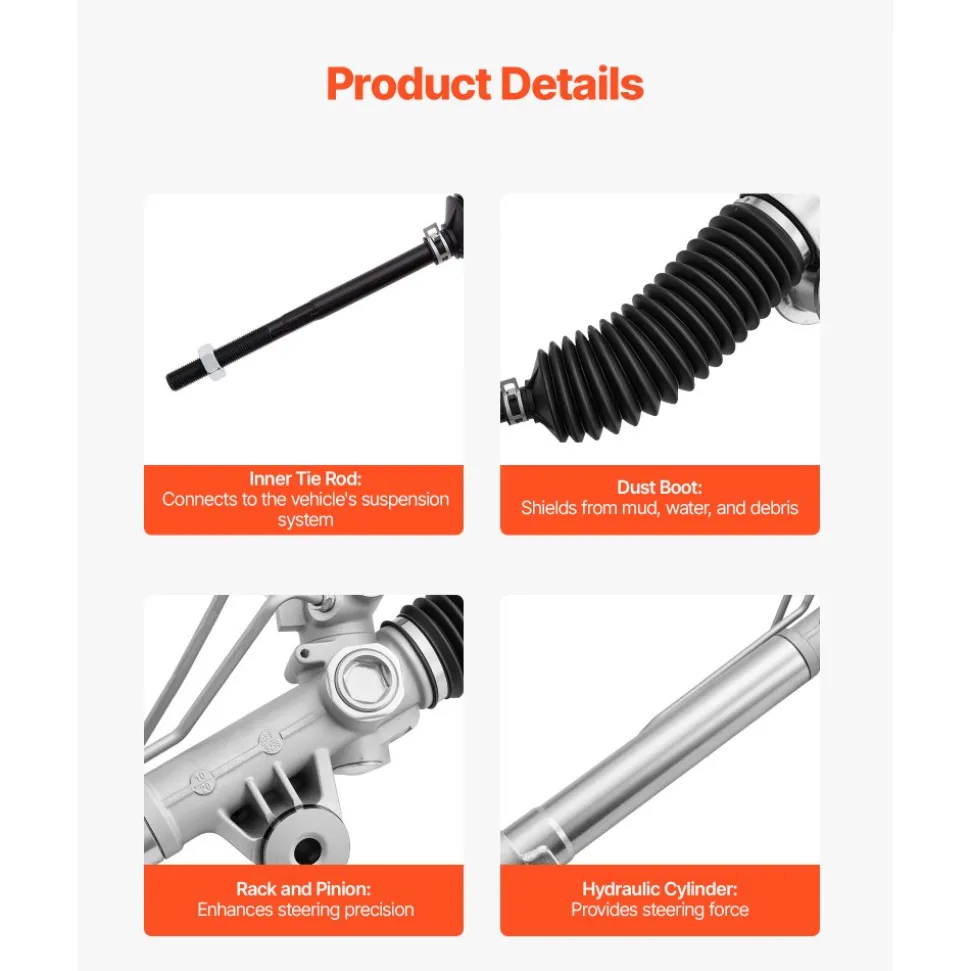 VEVOR Hydraulic Power Steering Rack and Pinion, with Dust Boot, Compatible with Chevrolet, Silverado 1500 1999-2003, Silverado 1500 2004-2005 Without Spring Special (B2E) or High Output Package (B4V)