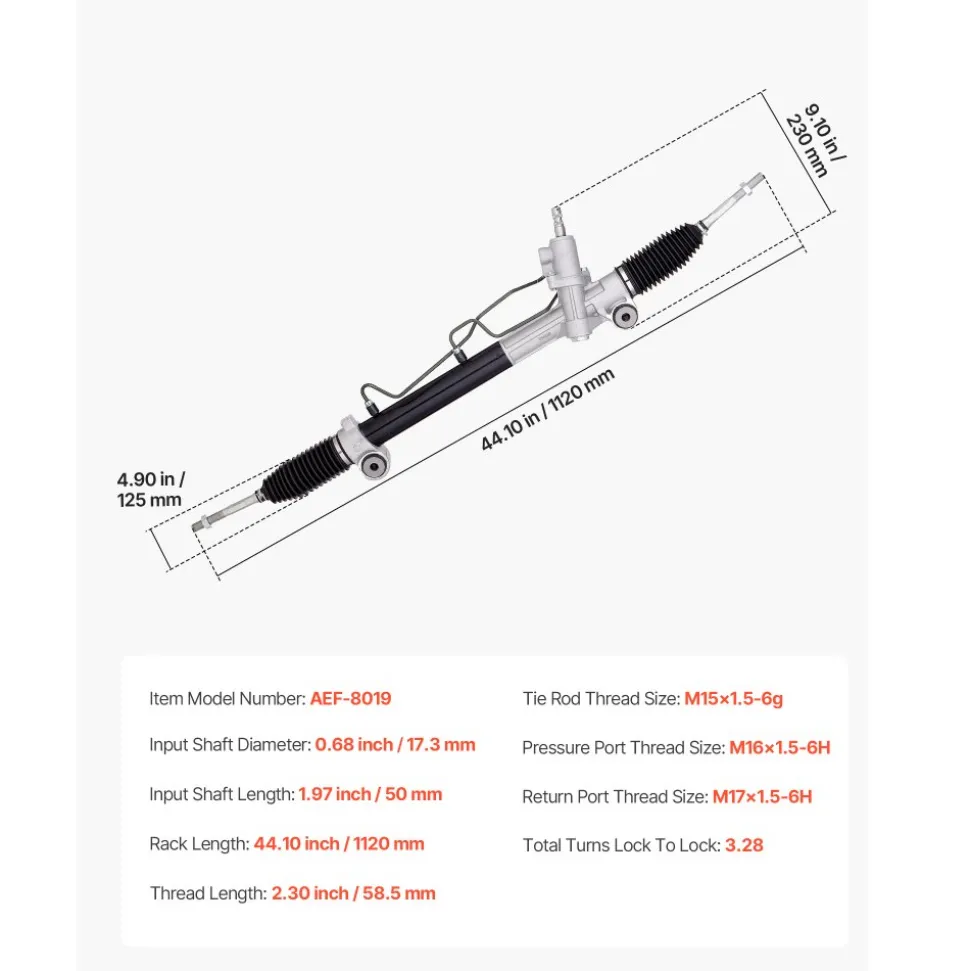 VEVOR Hydraulic Power Steering Rack and Pinion, Compatible with 2004-2006 Toyota Camry (SE or XLE Model), 2004 Toyota Camry (LE Model with 16" Wheels), 2007-2011 Toyota Camry (Except Hybrid Model)