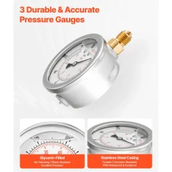VEVOR Hydraulic Pressure Test Kit, 150/900/2300/6000/9000 PSI (10/60/160/400/600 Bar), Hydraulic Gauge Kit 5 Gauges 20 Couplings 4 Quick-Release Couplers 3 Hoses for Excavator Construction Machinery