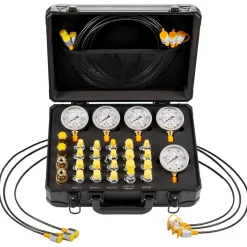 VEVOR Hydraulic Pressure Test Kit, 150/900/2300/6000/9000 PSI (10/60/160/400/600 Bar), Hydraulic Gauge Kit 5 Gauges 20 Couplings 4 Quick-Release Couplers 3 Hoses for Excavator Construction Machinery