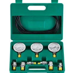 VEVOR Hydraulic Pressure Test Kit, 250/400/600bar, 3 Gauges 6 Test Couplings 3 Test Hoses, Excavator Hydraulic Test Gauge Set with Portable Carrying Case for Excavator Tractors Construction Machinery