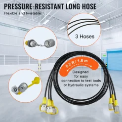 VEVOR Hydraulic Pressure Test Kit, 250/400/600bar, 3 Gauges 6 Test Couplings 3 Test Hoses, Excavator Hydraulic Test Gauge Set with Portable Carrying Case for Excavator Tractors Construction Machinery