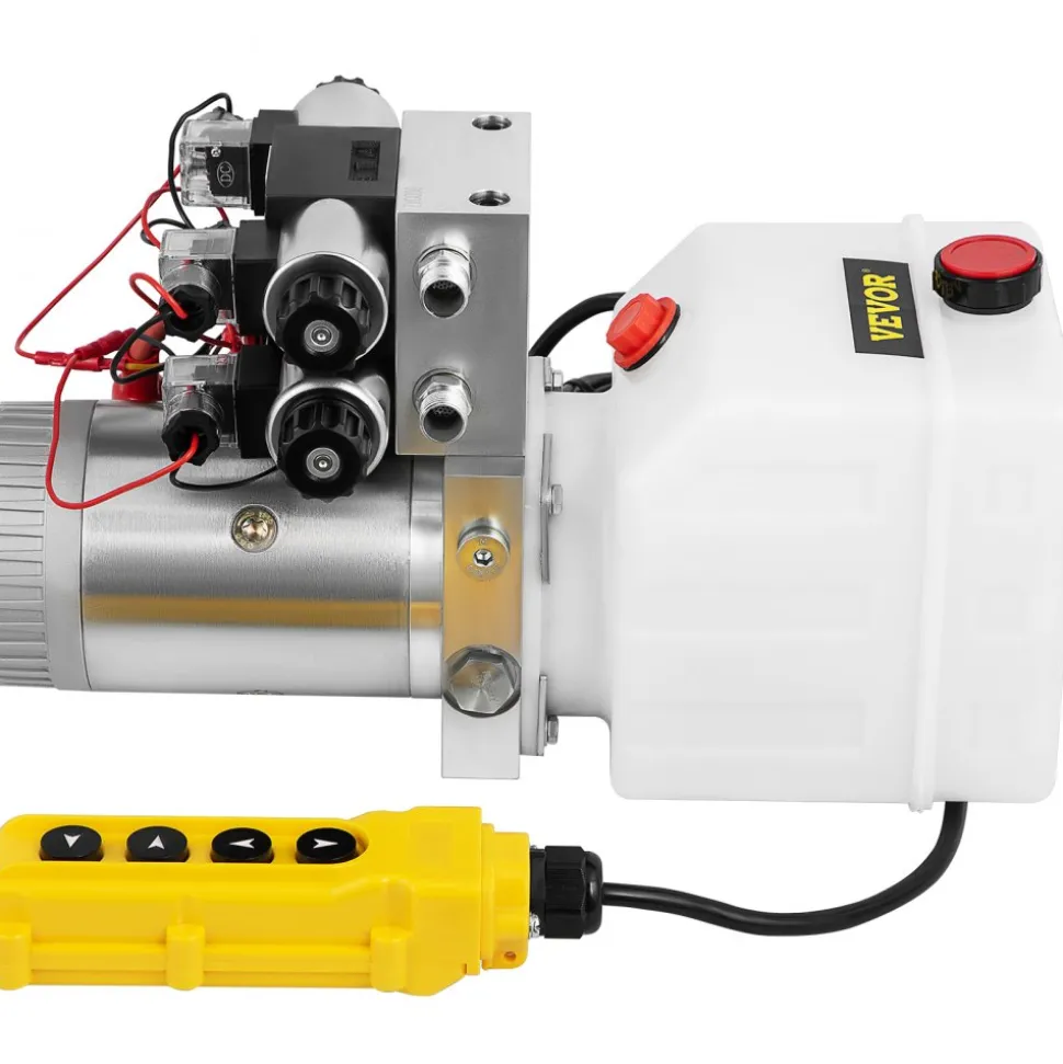 VEVOR Hydraulic Pump Double Acting Hydraulic Power Unit Double Solenoid Hydraulic Power Pack 12V DC Hydraulic Power Pump with 4.5Liter Reservoir for Dump Trailer Car Lifting