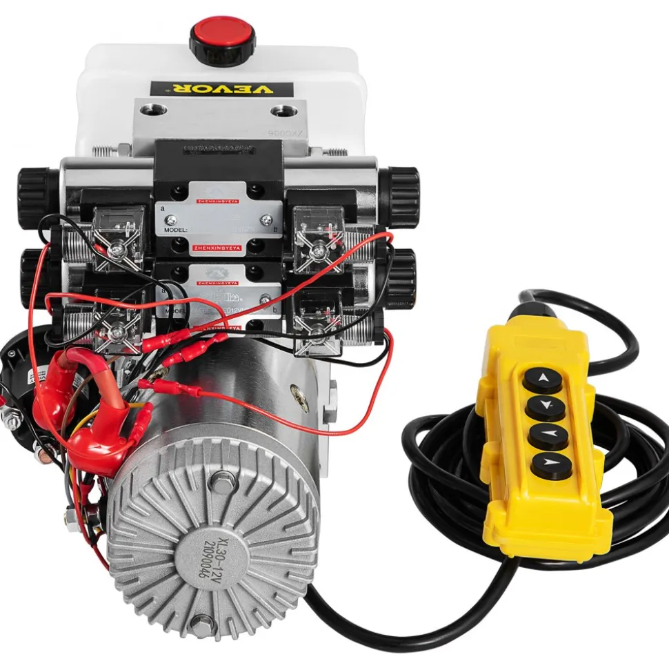VEVOR Hydraulic Pump Double Acting Hydraulic Power Unit Double Solenoid Hydraulic Power Pack 12V DC Hydraulic Power Pump with 4.5Liter Reservoir for Dump Trailer Car Lifting