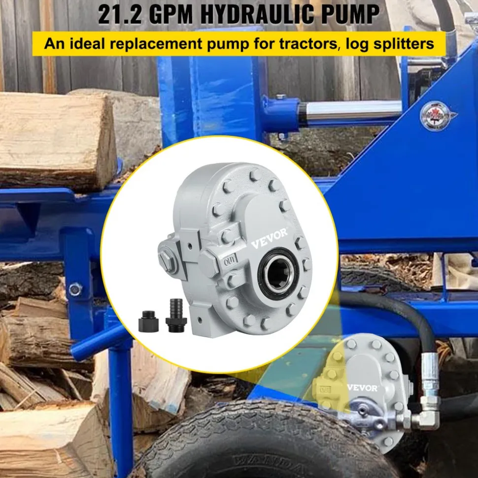VEVOR Hydraulic Pump 21.2GPM Hydraulic Motor 540RPM Log Splitter 2250PSI Hydraulic Splitter SAE 12 Outlet Port Hydraulic Pump for Log Splitter for Truck Tailgate Lift,Scissor Lift, Dump Trailer