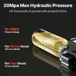 VEVOR Hydraulic Pump Power Unit, AC 220V, 10 Quart Single Acting Hydraulic Unit, 6.3 L/min Oil Flow, Max Discharge Pressure 22 MPa for Dump Truck, Auto Repair Garage, Car Lifting Platforms, Black