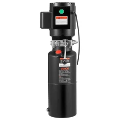 VEVOR Hydraulic Pump Power Unit, AC 220V, 10 Quart Single Acting Hydraulic Unit, 6.3 L/min Oil Flow, Max Discharge Pressure 22 MPa for Dump Truck, Auto Repair Garage, Car Lifting Platforms, Black