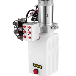 VEVOR Hydraulic Pump, 6 Quart/1.5 Gal Double Acting Dump Trailer Pump DC 12V, 3200 PSI Max Relief Pressure, Electric Hydraulic Power Unit for Dump Trailer Car Lifting (with 6pcs SAE #6 Connectors)
