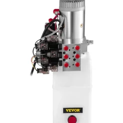 VEVOR Hydraulic Pump, 6 Quart/1.5 Gal Double Acting Dump Trailer Pump DC 12V, 3200 PSI Max Relief Pressure, Electric Hydraulic Power Unit for Dump Trailer Car Lifting (with 6pcs SAE #6 Connectors)