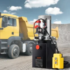 VEVOR Hydraulic Pump, 4 Quart Hydraulic Power Unit, Single Acting Dump Trailer Pump, 0.91 GPM Flow Rate, 3200 PSI Max Relief Pressure, DC 12V Hydraulic Pump for Dump Trailer Car Lifting
