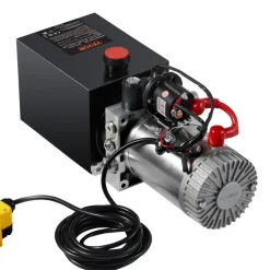 VEVOR Hydraulic Pump, 4 Quart Hydraulic Power Unit, Single Acting Dump Trailer Pump, 0.91 GPM Flow Rate, 3200 PSI Max Relief Pressure, DC 12V Hydraulic Pump for Dump Trailer Car Lifting