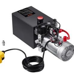 VEVOR Hydraulic Pump, 6 Quart Hydraulic Power Unit, Double Acting Dump Trailer Pump, 0.91 GPM Flow Rate, 3200 PSI Max Relief Pressure, DC 12V Hydraulic Pump for Dump Trailer Car Lifting