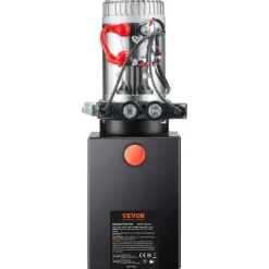 VEVOR Hydraulic Pump, 6 Quart Hydraulic Power Unit, Double Acting Dump Trailer Pump, 0.91 GPM Flow Rate, 3200 PSI Max Relief Pressure, DC 12V Hydraulic Pump for Dump Trailer Car Lifting