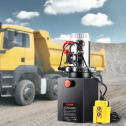 VEVOR Hydraulic Pump, 6 Quart Hydraulic Power Unit, Double Acting Dump Trailer Pump, 0.91 GPM Flow Rate, 3200 PSI Max Relief Pressure, DC 12V Hydraulic Pump for Dump Trailer Car Lifting