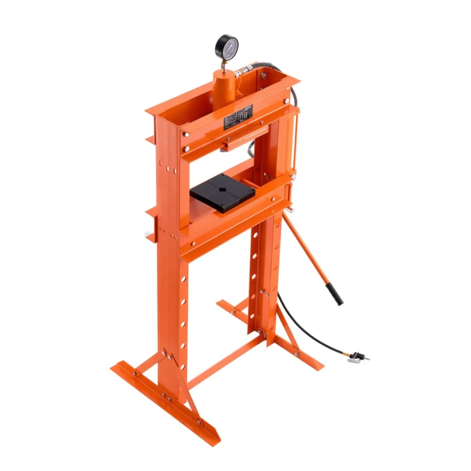 VEVOR Hydraulic Shop Press, 30 T H-Frame Pneumatic Shop Press with Press Plate & Triangular Support, Stable Garage Floor Adjustable Hydraulic Press with Relief Valve, Fit for Bending & Straightening