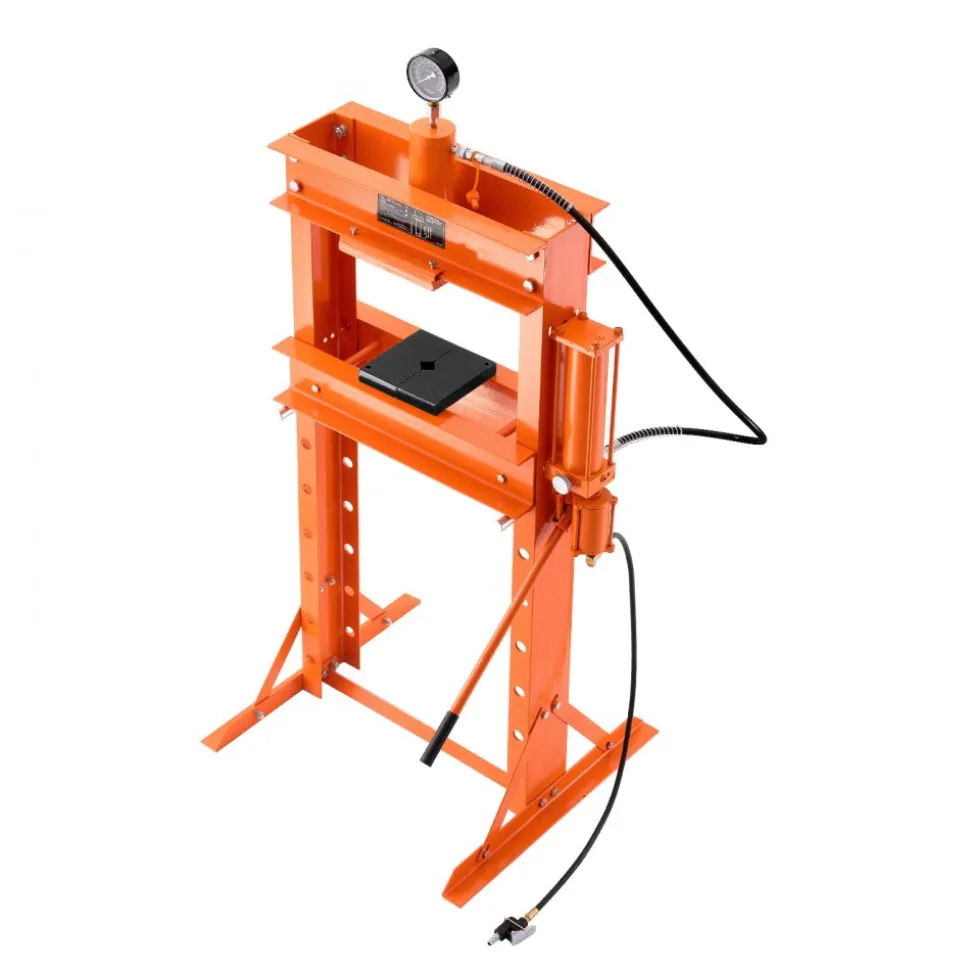 VEVOR Hydraulic Shop Press, 30 T H-Frame Pneumatic Shop Press with Press Plate & Triangular Support, Stable Garage Floor Adjustable Hydraulic Press with Relief Valve, Fit for Bending & Straightening