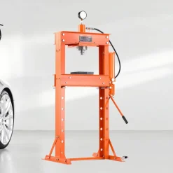 VEVOR Hydraulic Shop Press, 30 T H-Frame Pneumatic Shop Press with Press Plate & Triangular Support, Stable Garage Floor Adjustable Hydraulic Press with Relief Valve, Fit for Bending & Straightening