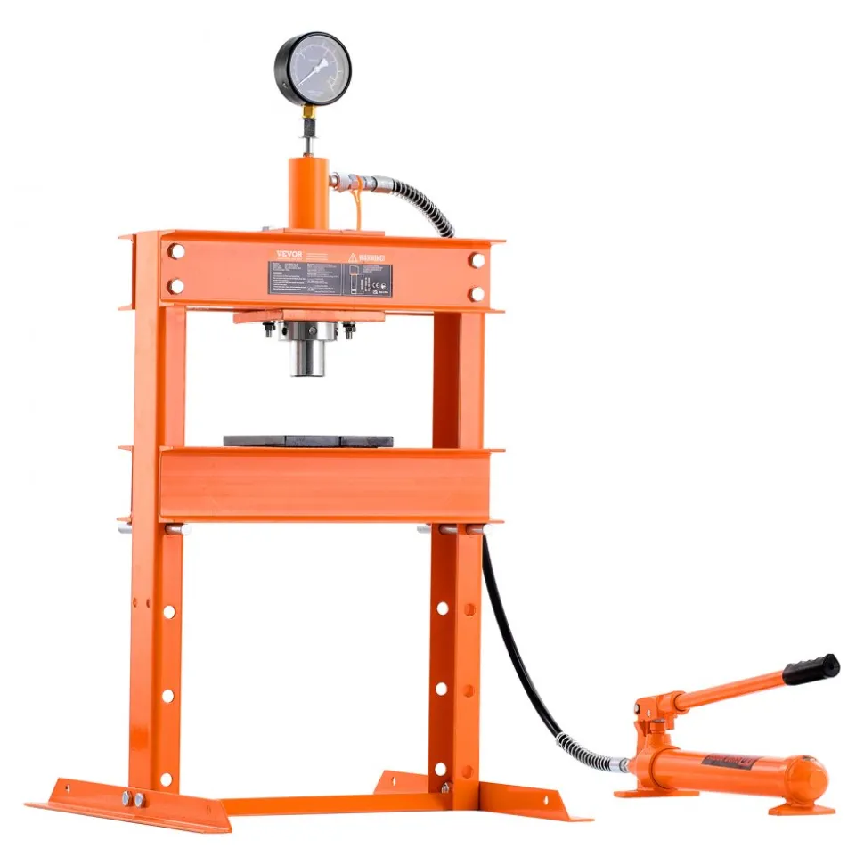 VEVOR Hydraulic Shop Press, 10 T H-Frame Shop Press with Press Plate & H-shaped Base, Stable Garage Floor Adjustable Hydraulic Press with Relief Valve, Fit for Bending, Straightening & Stamping