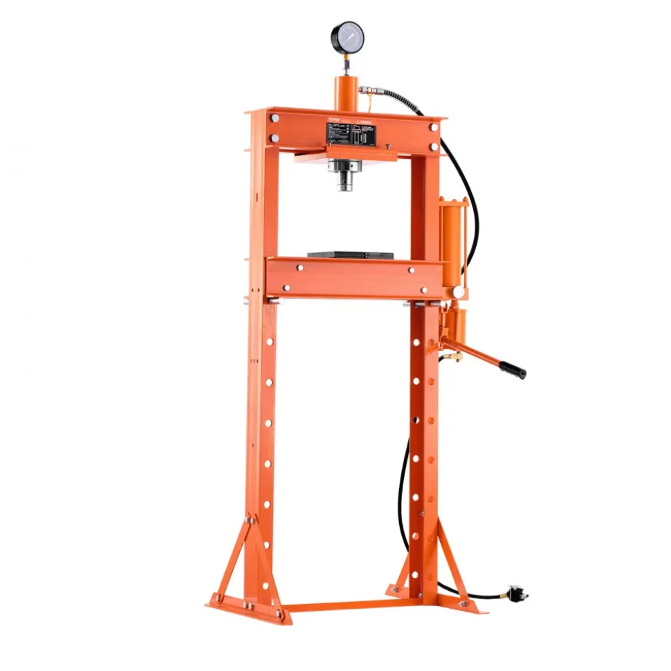 VEVOR Hydraulic Shop Press, 20 T H-Frame Pneumatic Shop Press with Press Plate, Stable Garage Floor Adjustable Hydraulic Press with Triangular Support, Fit for Bending, Straightening & Stamping