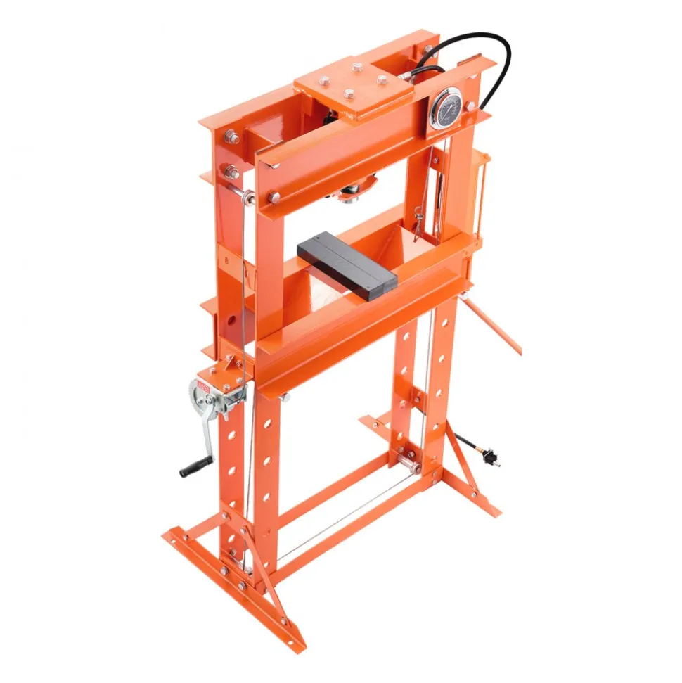 VEVOR Hydraulic Shop Press, 50 T H-Frame Pneumatic Shop Press with Press Plate & Triangular Support, Stable Garage Floor Adjustable Hydraulic Press with Relief Valve, Fit for Bending & Straightening