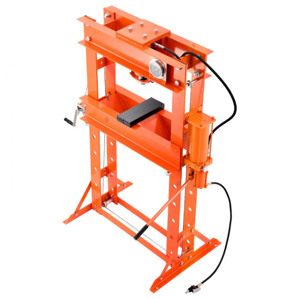 VEVOR Hydraulic Shop Press, 50 T H-Frame Pneumatic Shop Press with Press Plate & Triangular Support, Stable Garage Floor Adjustable Hydraulic Press with Relief Valve, Fit for Bending & Straightening